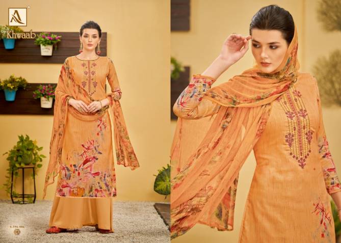 Alok Khwaab 2 Latest Fancy Designer Casual Regular Wear Pure Jam Cotton Digital Printed Thread Embroidery And Swarovski Diamond Work Dress Material Collection
