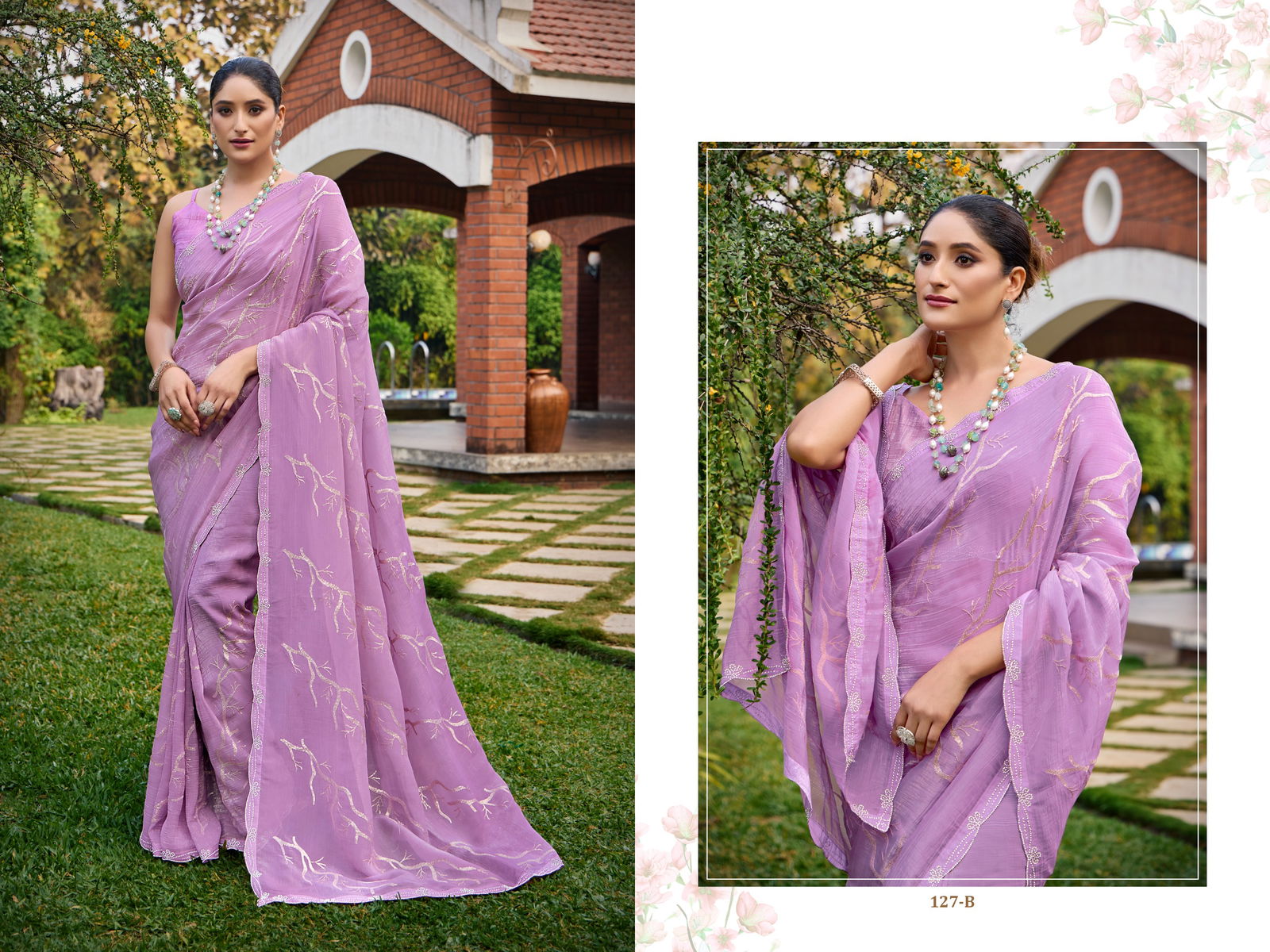 127 A To 127 D Durga fashion Crunchy silk Designer Party Wear Saree Suppliers In India