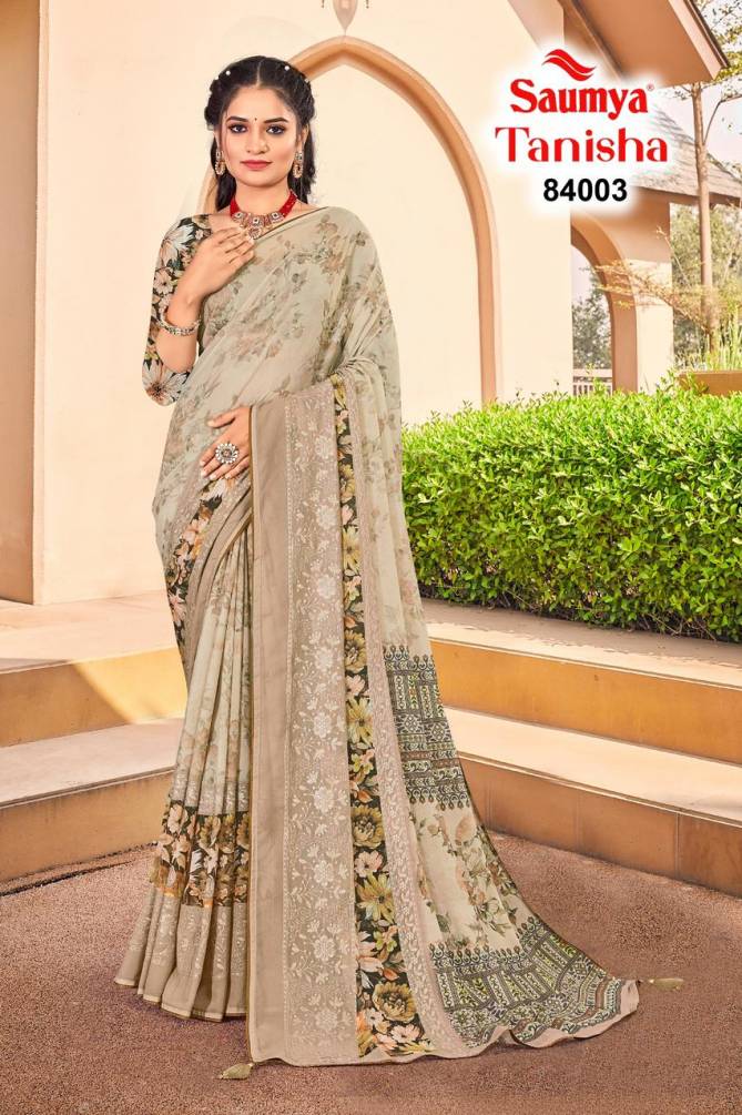 Tanisha By Saumya Printed Weightless Saree Suppliers In India