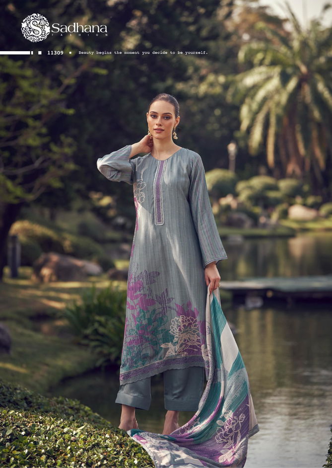 Iliana By Sadhana Musline Silk Printed Dress Material Orders In India