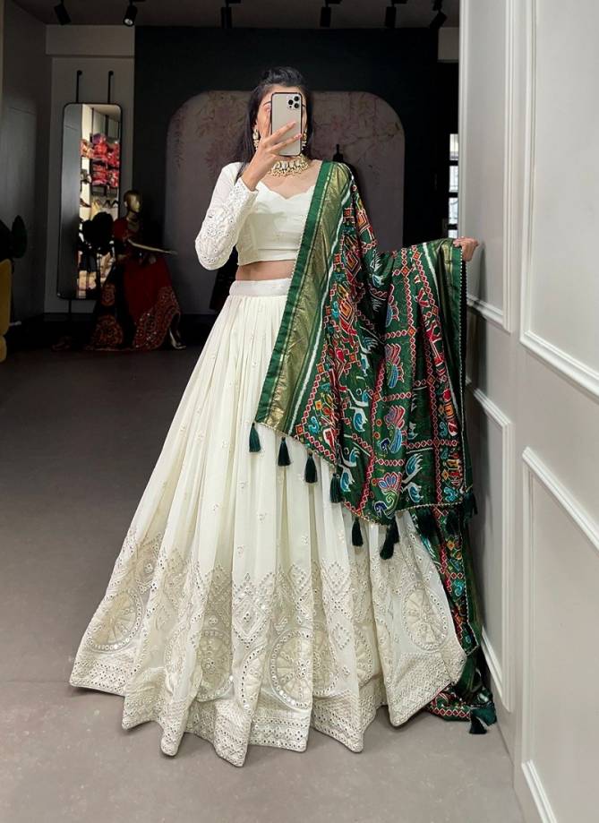 Aawiya 1500 Colours Georgette Lucknowi Paper Mirror Work Lehenga Choli Manufacturers