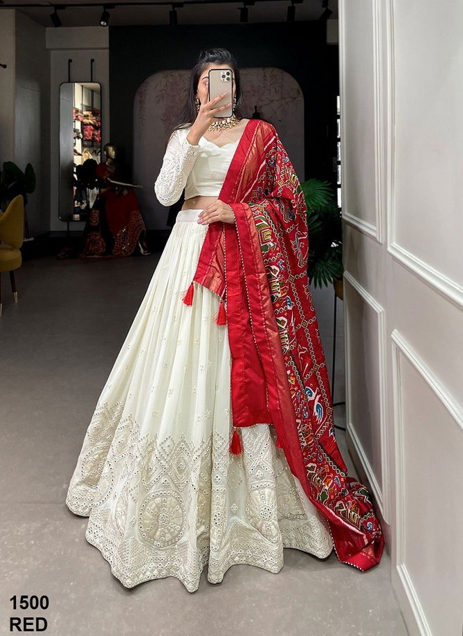 Aawiya 1500 Colours Georgette Lucknowi Paper Mirror Work Lehenga Choli Manufacturers