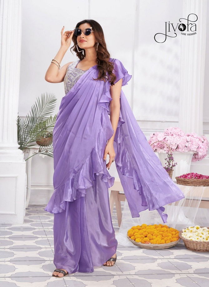 Angel By Jivora Embroidery Party Wear Ladies Readymade Saree Wholesale Market In Surat