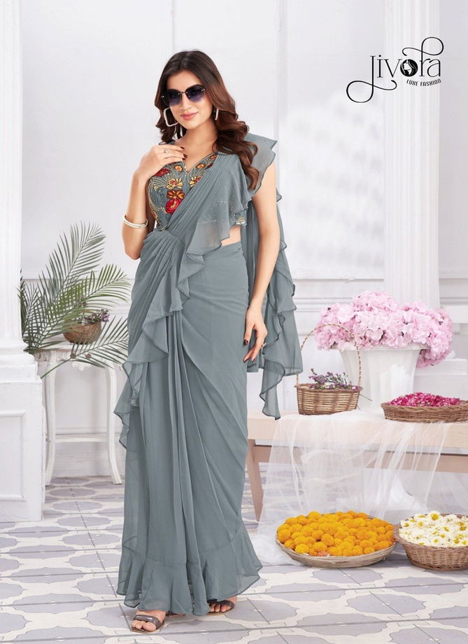 Angel By Jivora Embroidery Party Wear Ladies Readymade Saree Wholesale Market In Surat