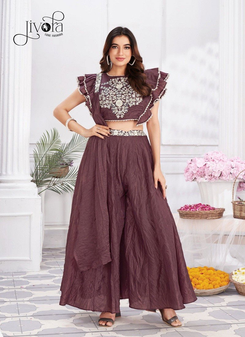 Angel By Jivora Embroidery Party Wear Readymade Crop Top Suit Exporters In India