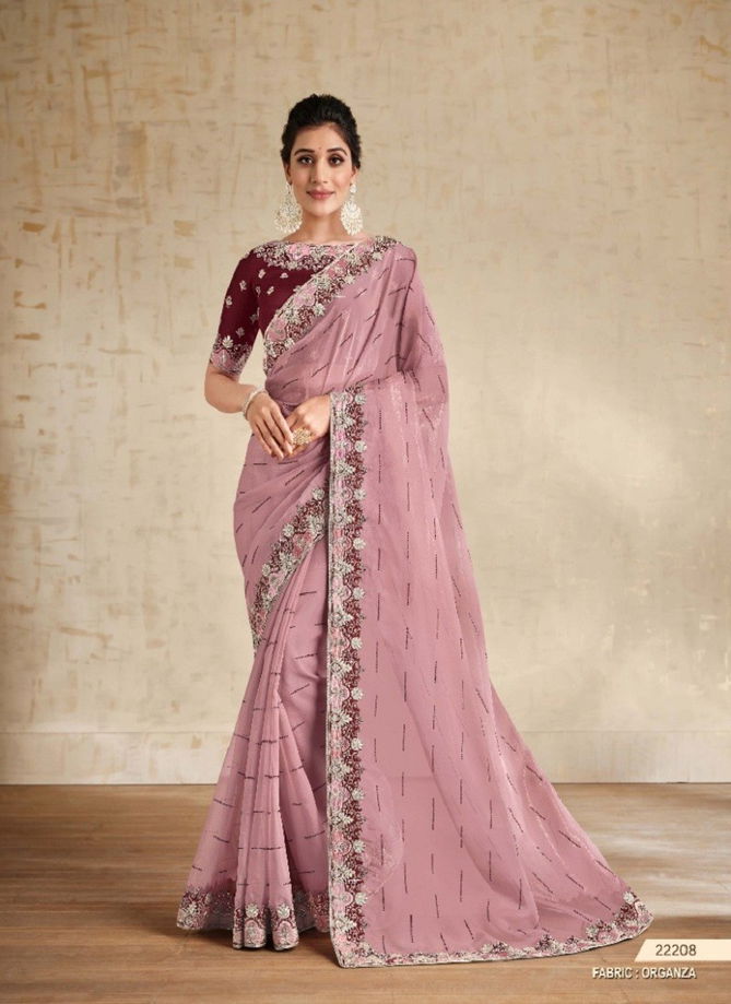 Baby Pink Colour Alyona By Mahotav Party Wear Saree Catalog 22208