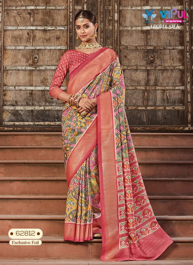 Baby Pink Colour Aroma Silk By Vipul Printed Saree Catalog 62812