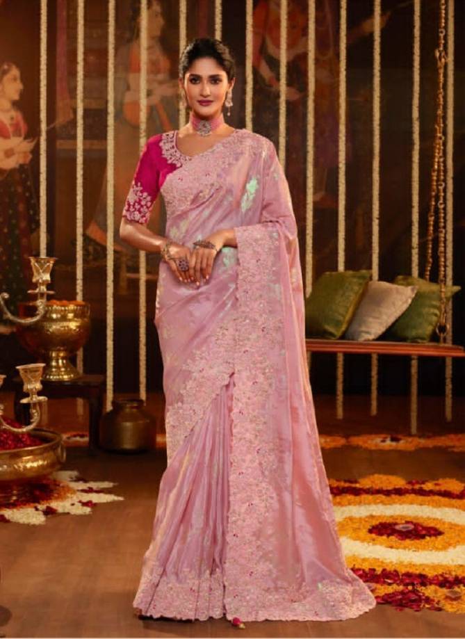 Baby Pink Colour Suvarna By Sulakshmi Wedding Saree Catalog 7608
