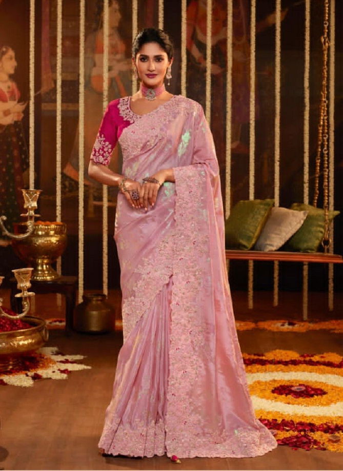 Baby Pink Colour Suvarna By Sulakshmi Wedding Saree Catalog 7608