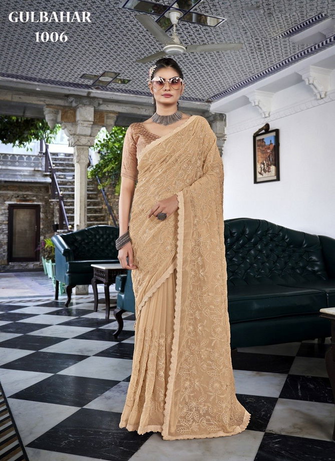 Beige Colour Gulbahar By Fashion Lab Georgette Saree Catalog 1006