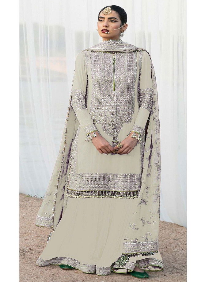 Beige Colour KF 142 Plazzo Suits Catalog 142 D