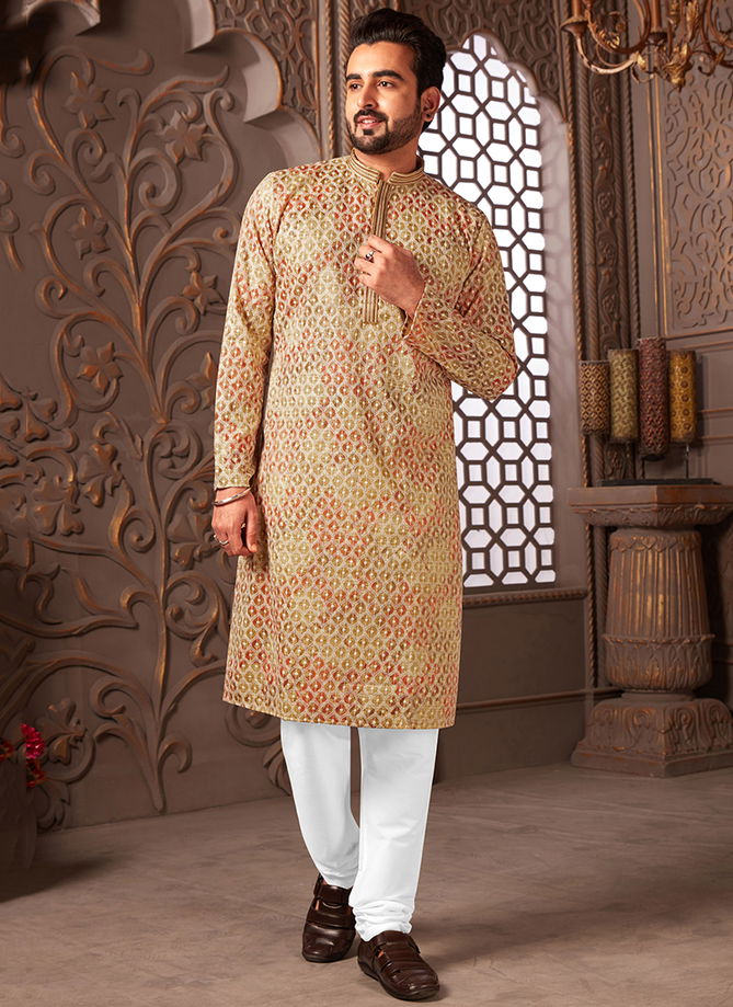 Beige Colour Plitvic By Styleroof Function Wear Kurta Pajama Catalog 1554 8