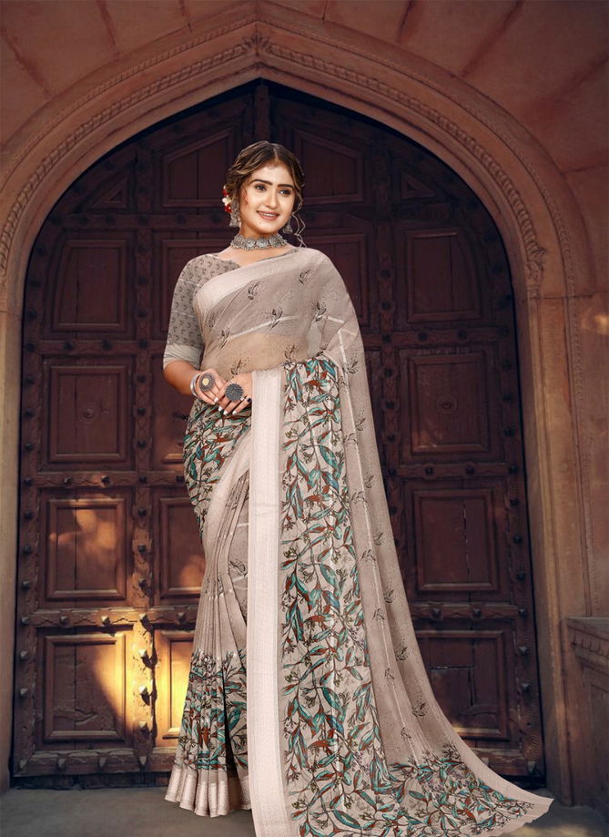 Beige Colour Saloni Digital 1001 To 1008 By Mintorsi Printed Saree Catalog 1002