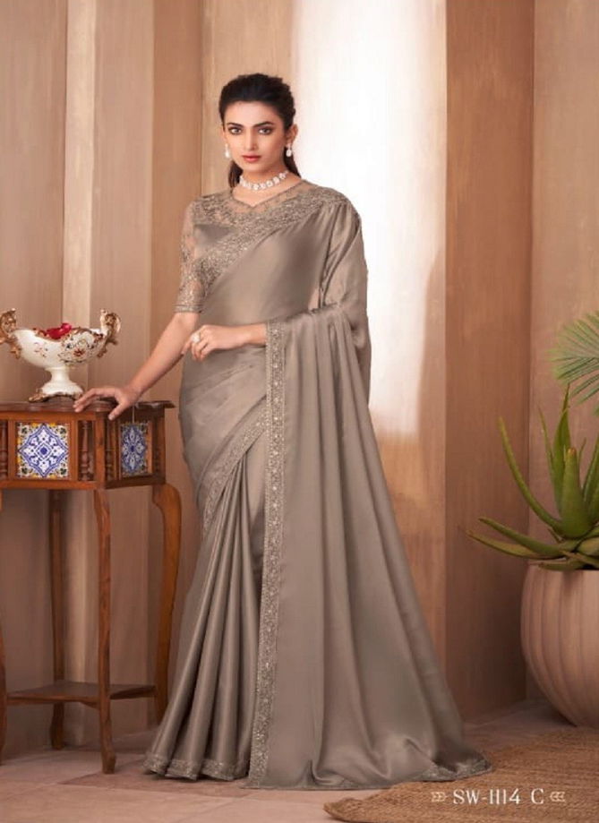 Sandalwood 1114 Glass Silk Party Wear Saree Catalog