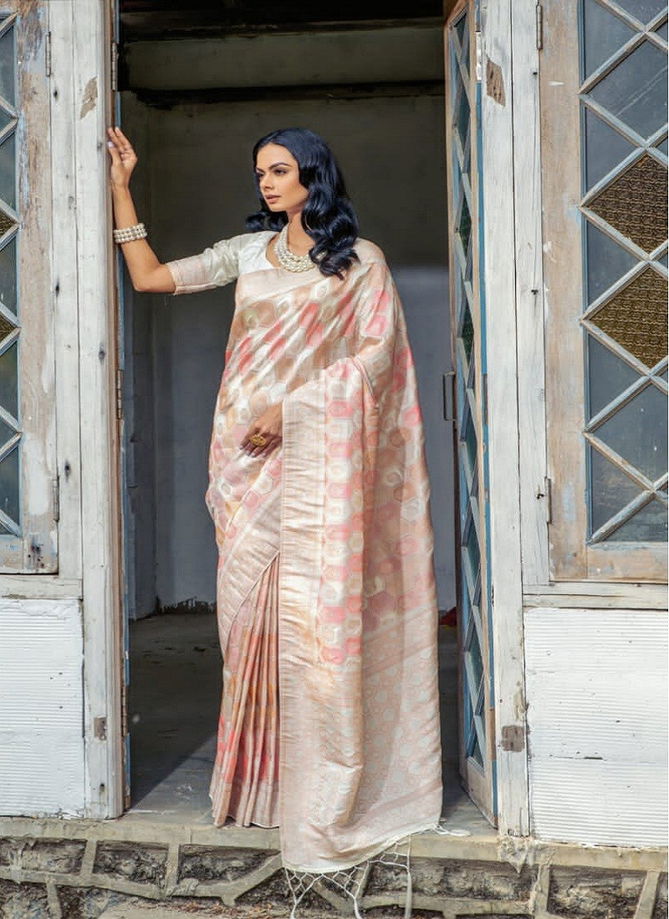 Beige Colour Sangria By Kira Silk Saree Catalog 4005