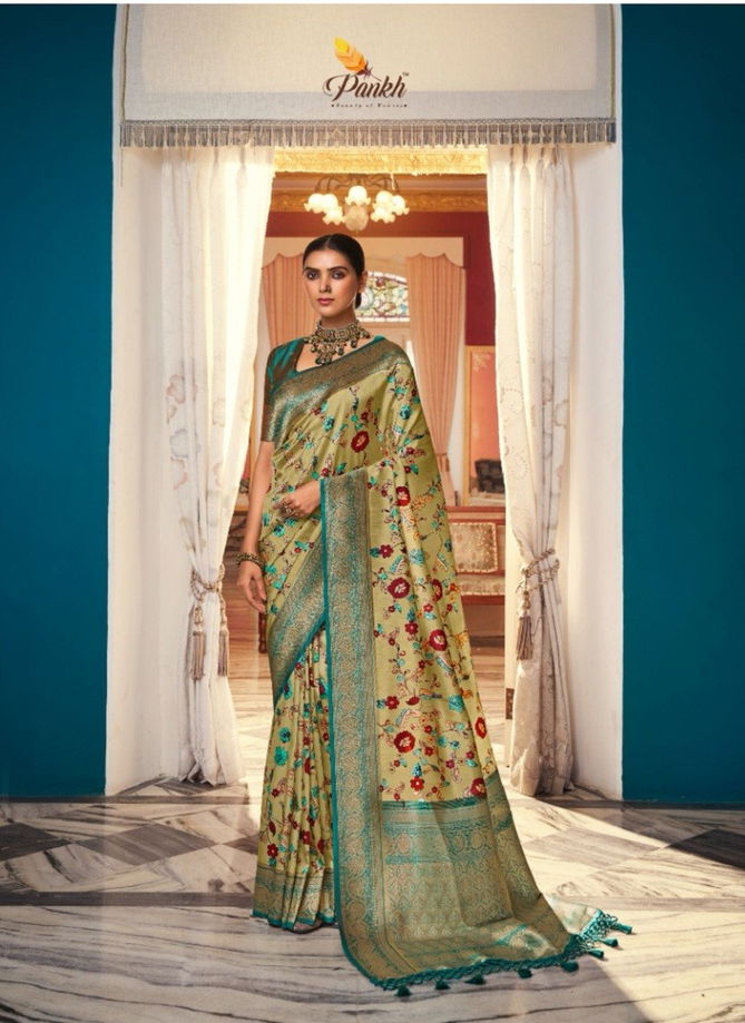 Light Pista Colour The Kanchi By Pankh Printed Sarees Catalog 6703