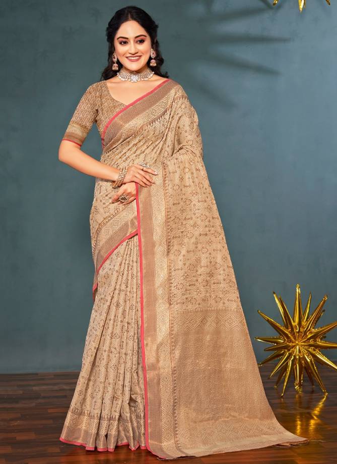 Beige Unique Silk Sangam Colors Wholesale Banarasi Silk Sarees Catalog 2978