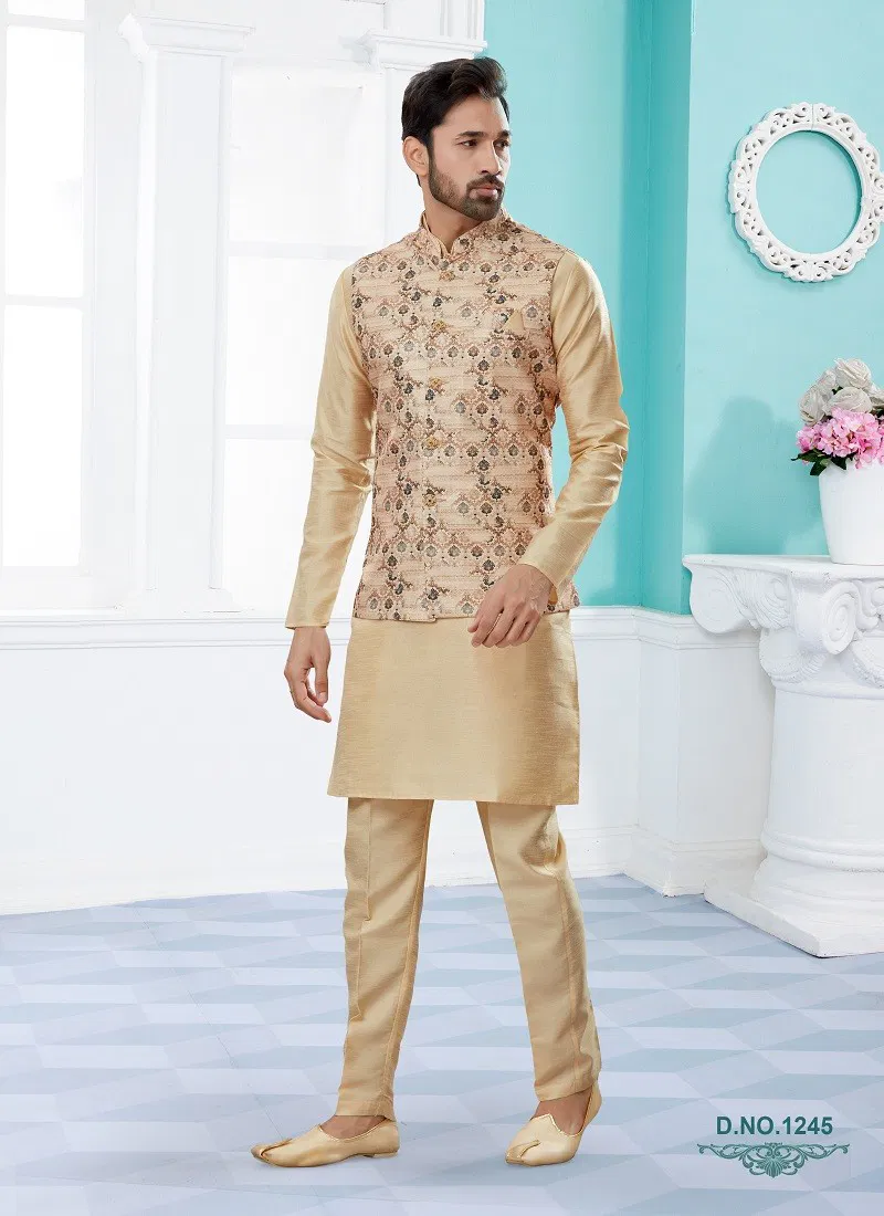 Vol 15 Wedding Wear Mens Modi Jacket Kurta Pajama Surat Wholesale Market