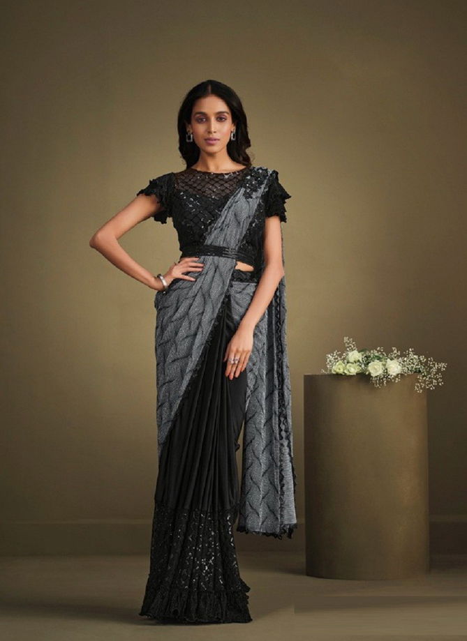 Black And Gray Colour La Belle By Mahotsav Designer Saree Catalog 23016