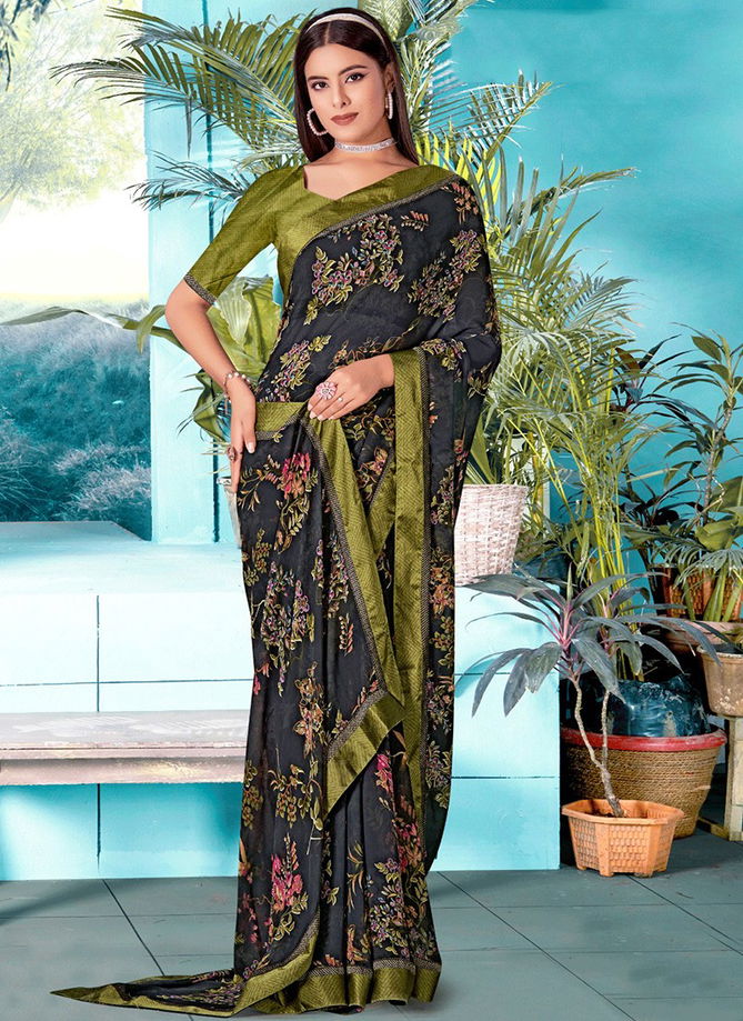 Black And Green Colour Beauty Glam Vol 2 Mintorsi Regular Wear Wholesale Printed Sarees Catalog 1601