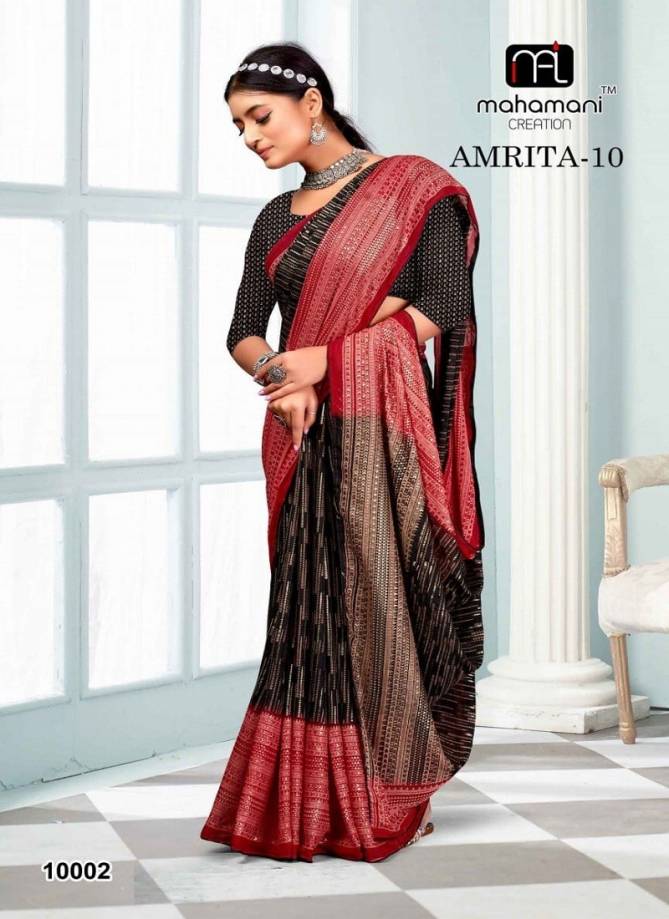 Amrita Vol 10 By Mahamani Creation Heavy Moss Foil Printed Sarees Wholesale Online