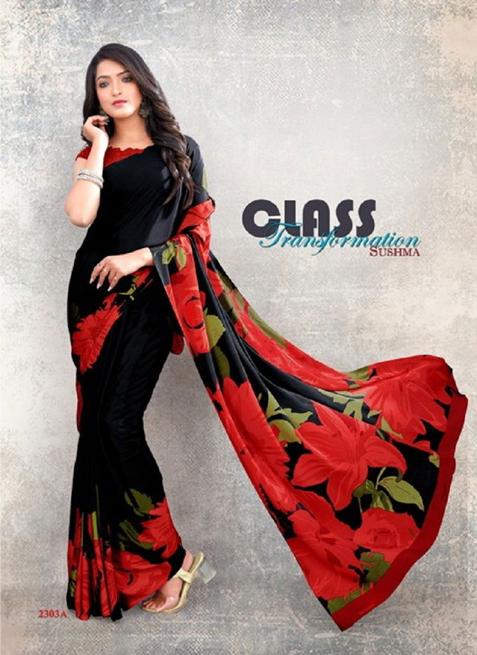 Black And Red Modern Insight Vol 2 By Sushma Printed Saree Catalog 2303 A