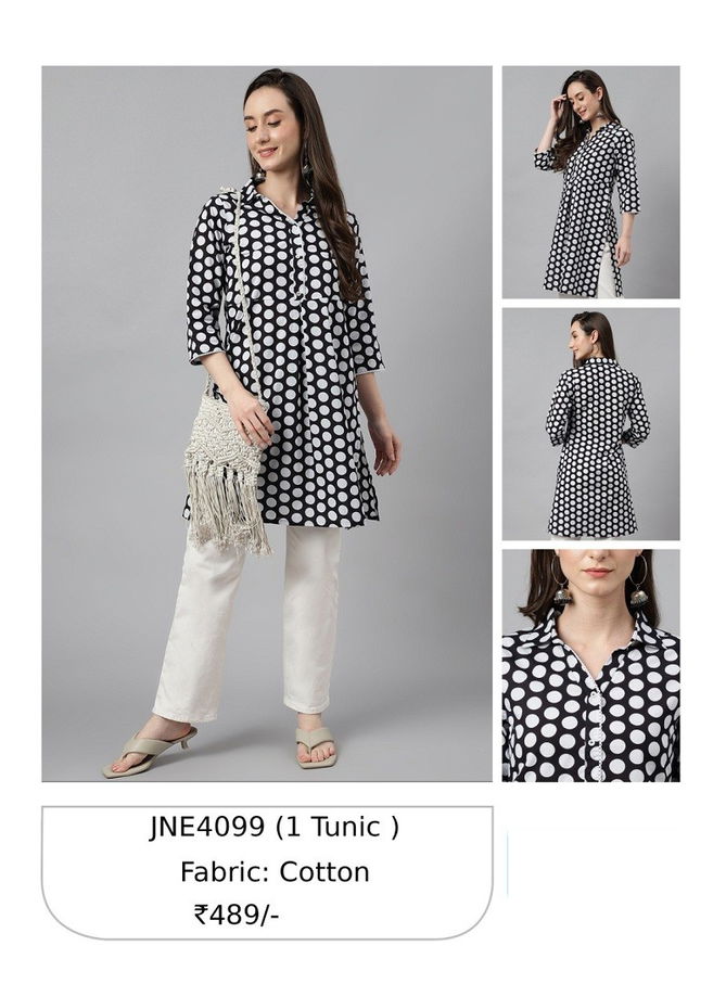 Black And White Colour Janasya Designer Kurti Catalog 4099