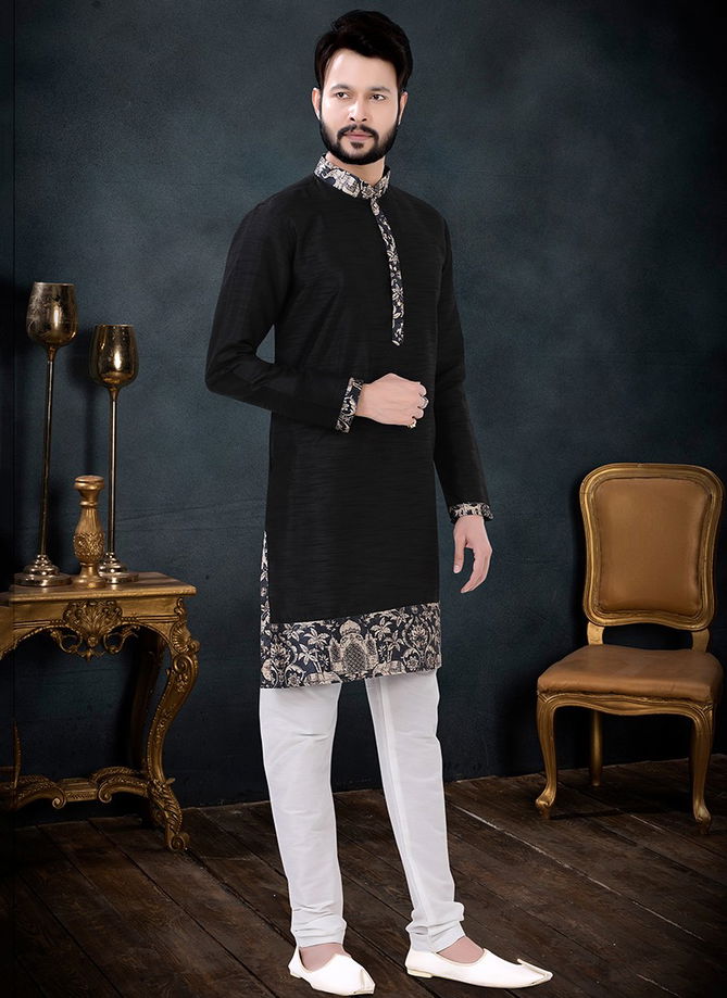 Black And White Party Wear Mens Wholesale Kurta Set 1726