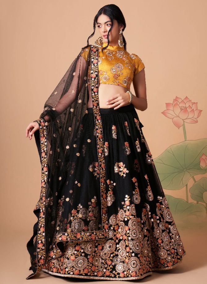 Black And Yellow Colour Neo Romantic Vol 3 Wholesale Party Wear Lehenga Choli Catalog 7317