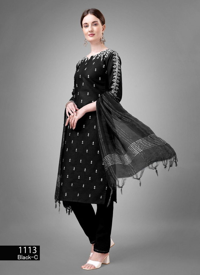 Aradhna 1113 Cotton Blend With Embroidery Kurti Bottom With Dupatta Catalog