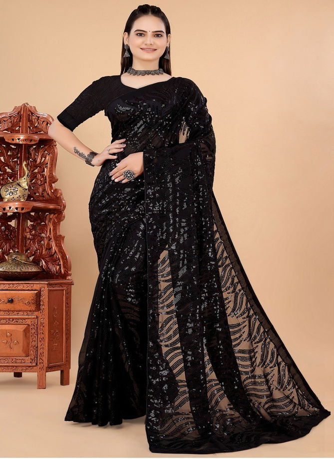 Black Colour BK 8770 Party Wear Saree Catalog 5107