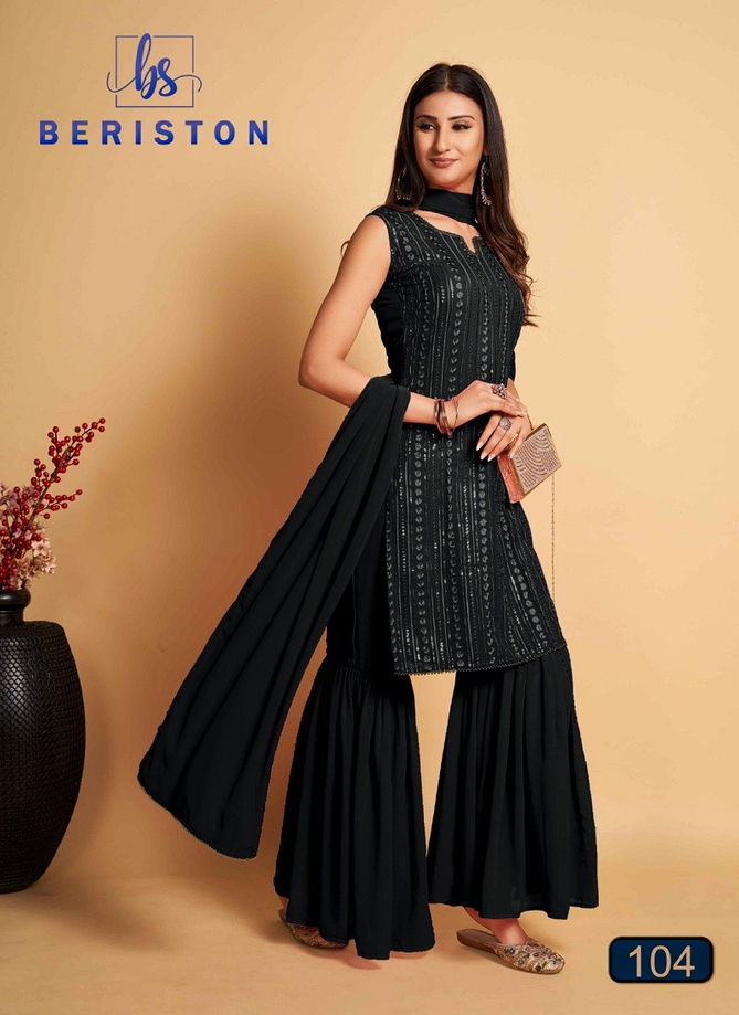 Black Colour BS Vol 1 Sharara Suit Catalog 104