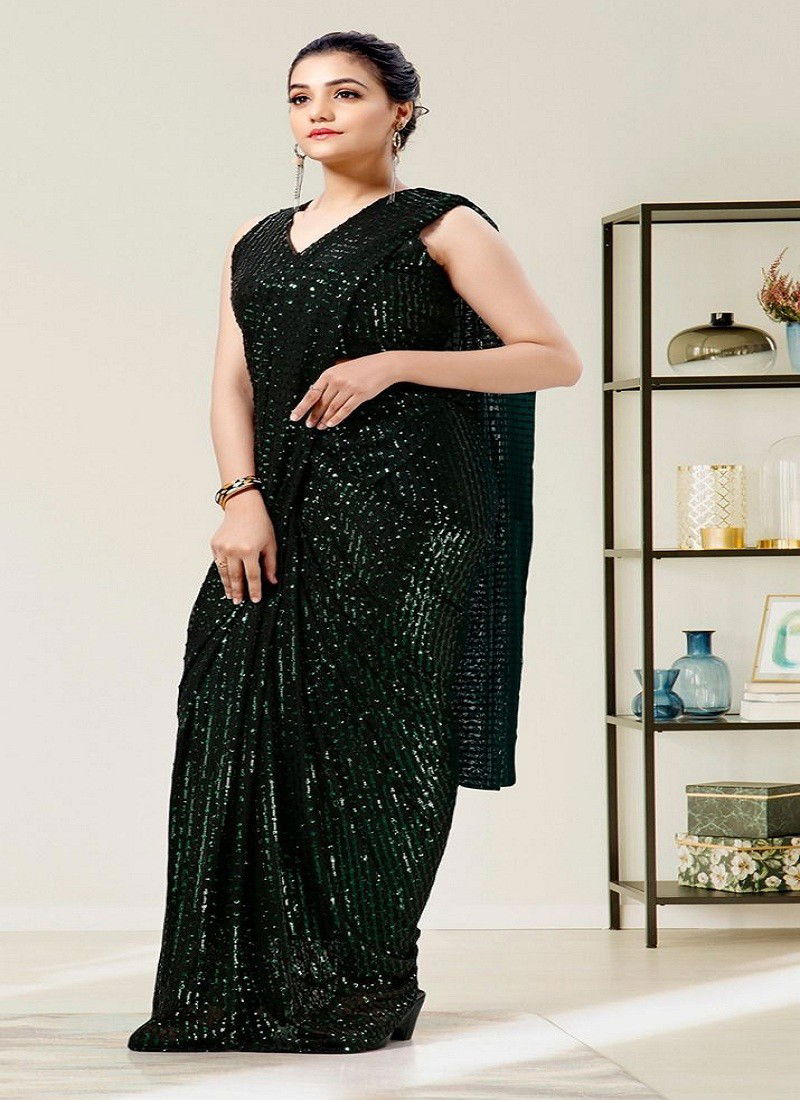 Black Colour BT 271 Georgette Fancy Sequnce Work Party Wear Saree Catalog BT 271 A