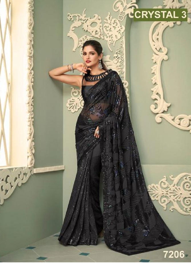 Black Colour Crystal Vol 3 By TFH Designer Saree Catalog 7206