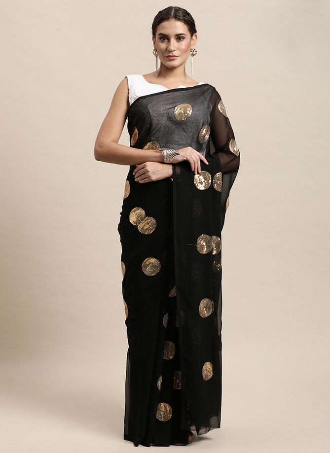 Black Colour Fashion Lab By Pari 1101 To 1106 Georgette Saree Catalog 1102