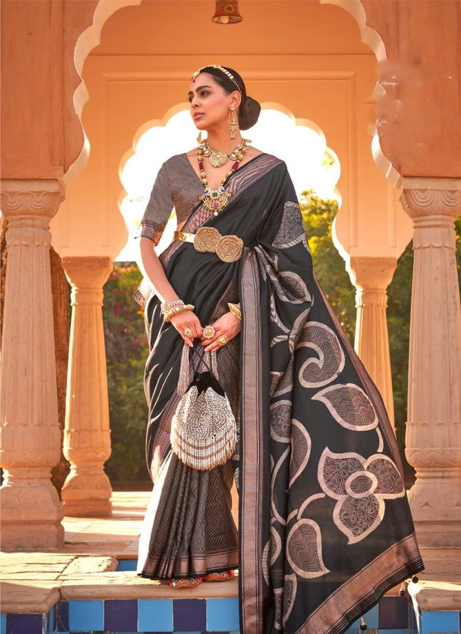 Black Colour Kanyadan By Rewaa Silk Sarees Catalog 751