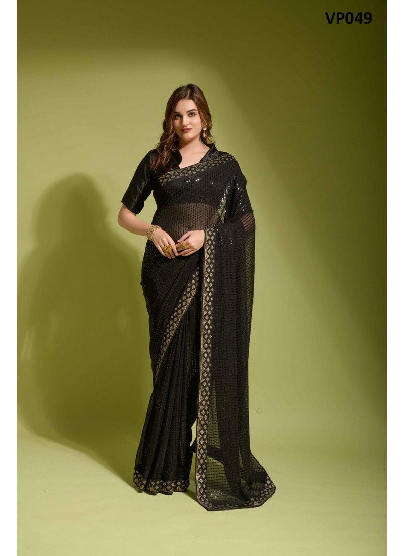 Koski Plain Sequin Party Wear Saree Catalog