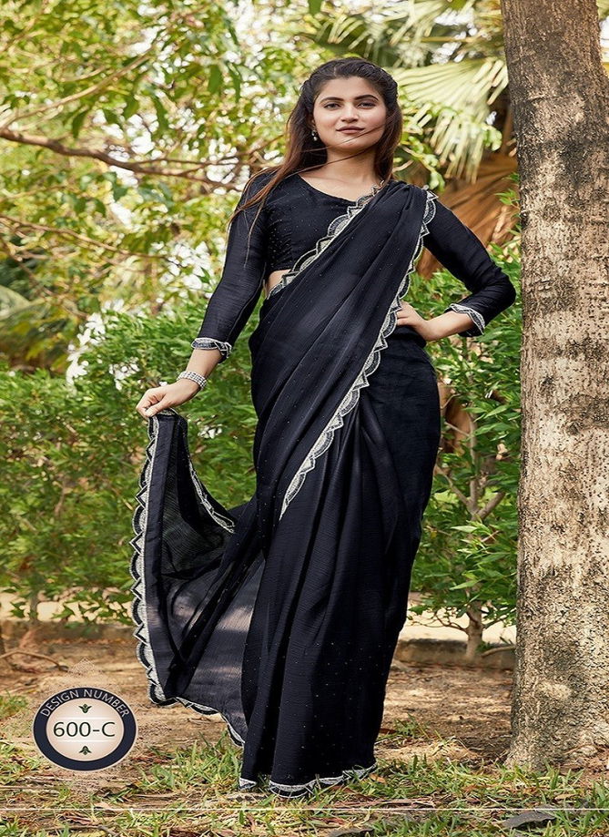 Black Colour Mehek 600A To 600 E Silk Saree Catalog 600 C