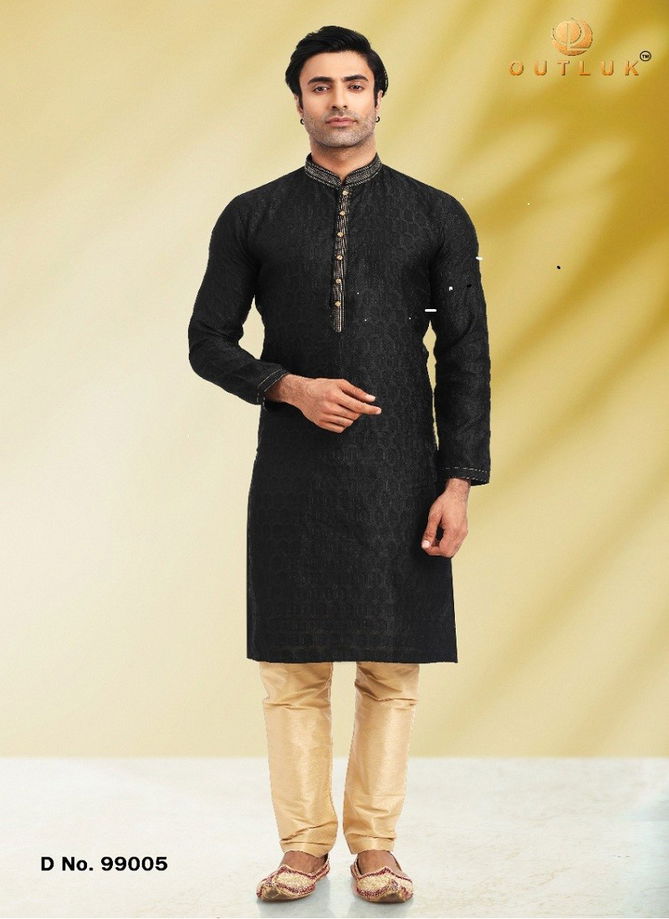 Outluk 99 Black Colour Casual Wear Wholesale Kurta With Pajama Collection 99005