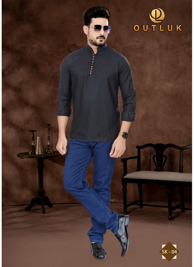 Black Colour Outluk Short Kurta Vol 1 Mens Catalog 4