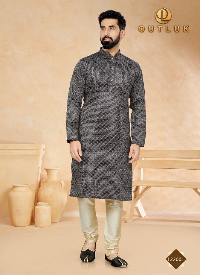 Black Colour Outluk Vol 122 Mens Kurta Pajama Catalog 122001