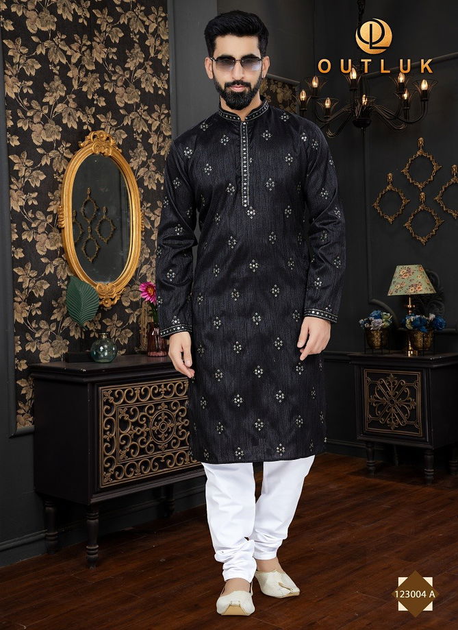 Black Colour Outluk Vol 123 A Mens Kurta Pajama Catalog 123004 A