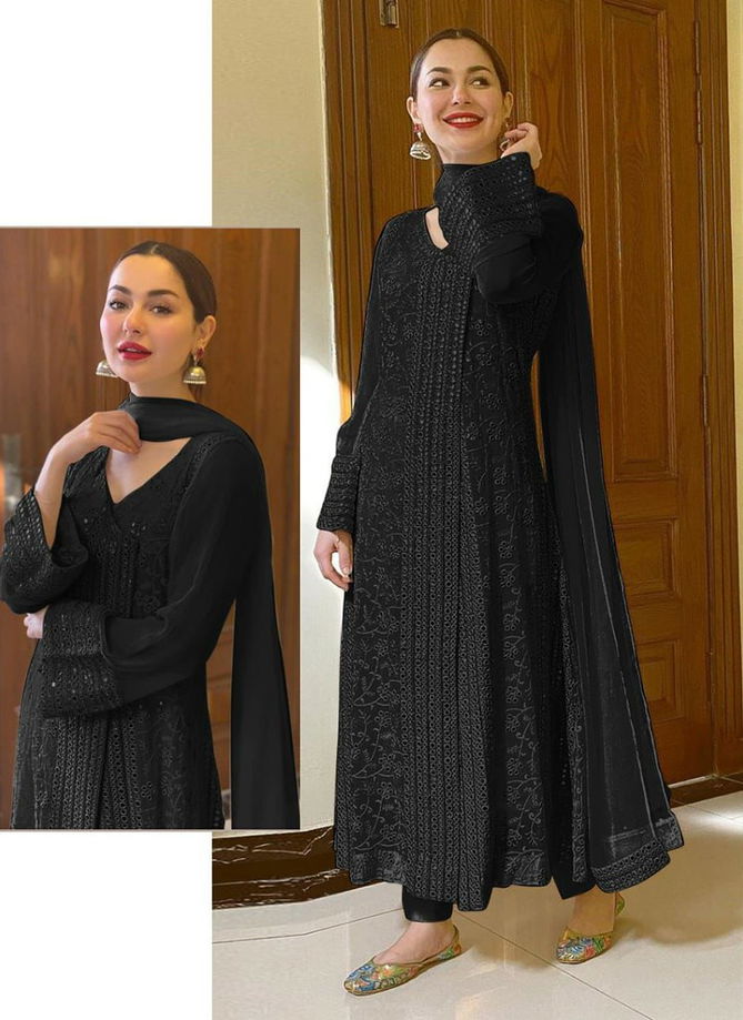 Black Colour R 346 Designer Wholesale Anarkali Salwar Suit Catalog R 346 J