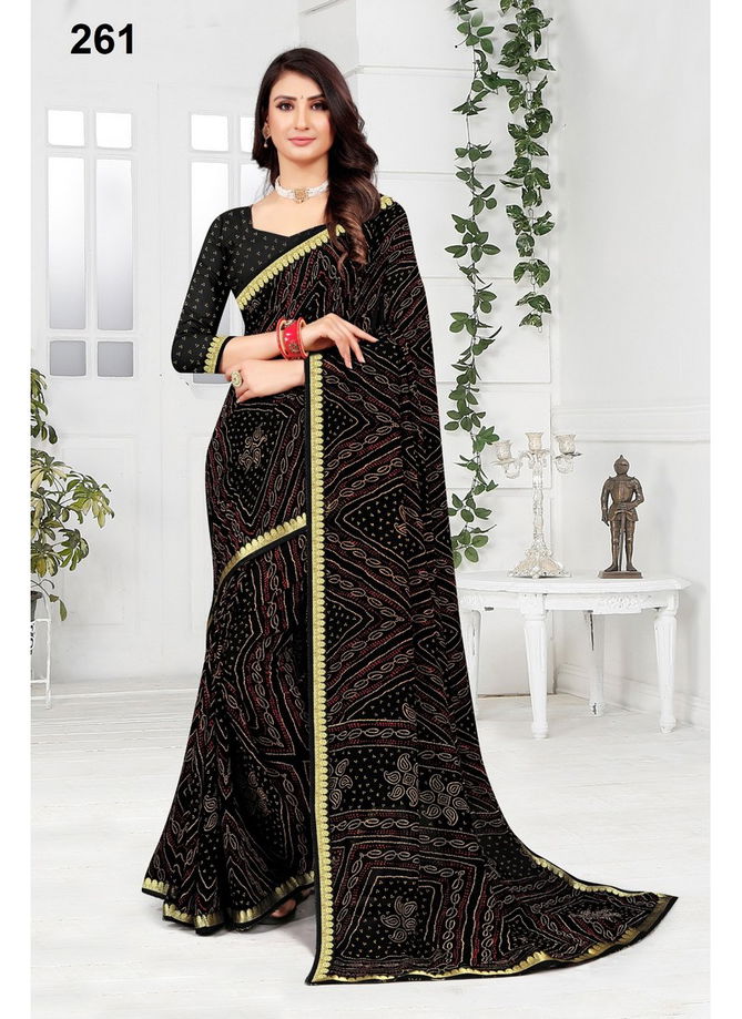 Black Colour Rajkumari Vol 5 By Sarita Creation Printed Saree Catalog 261