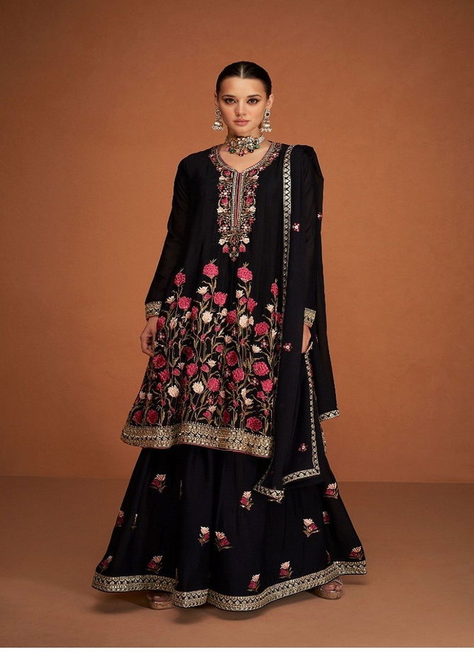 Black Colour Soha By Aashirwad Sharara Suit Catalog 9534