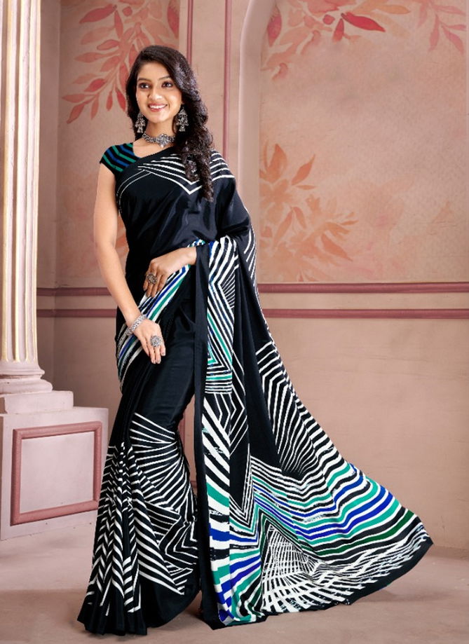 Black Colour Uniqueness By Sushma Printed Sarees Catalog 705 C