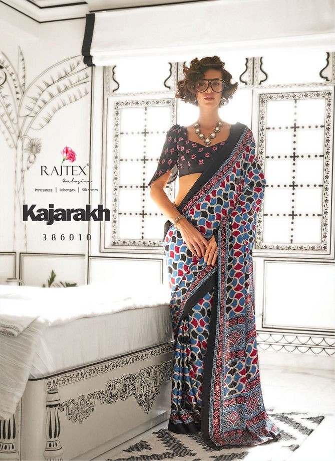 Kajarakh By Rajtex Printed Satin Crepe Best Sarees Wholesale Shop In Surat