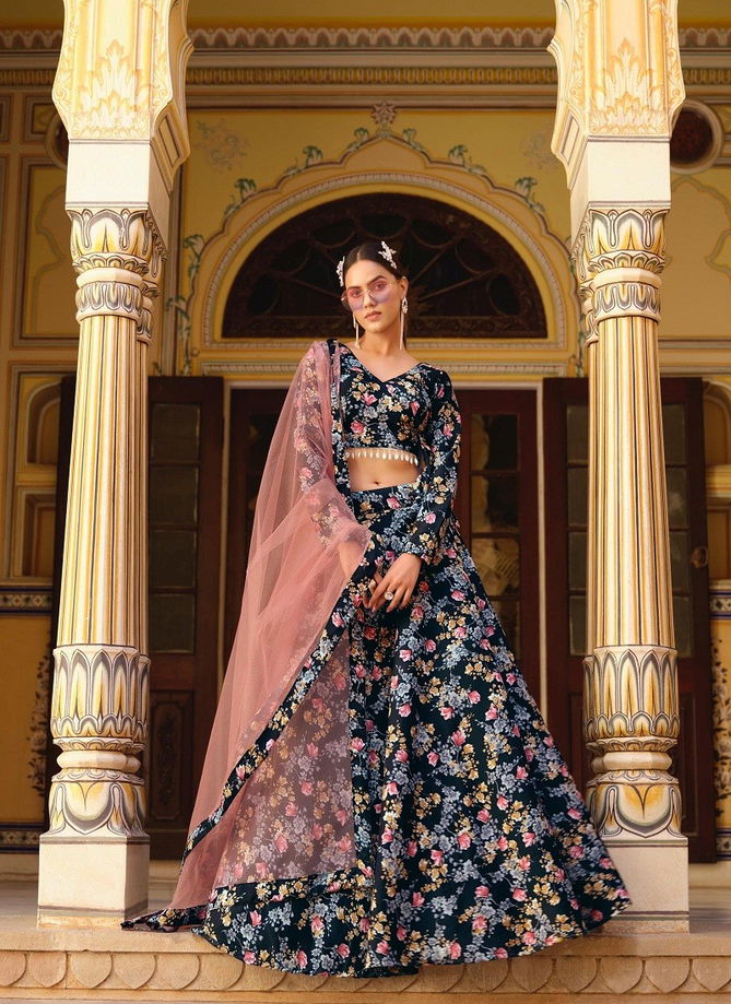 Titlee 2 By Senhora Crushed Silk Floral Printed fancy Lehenga Choli Wholesale Online