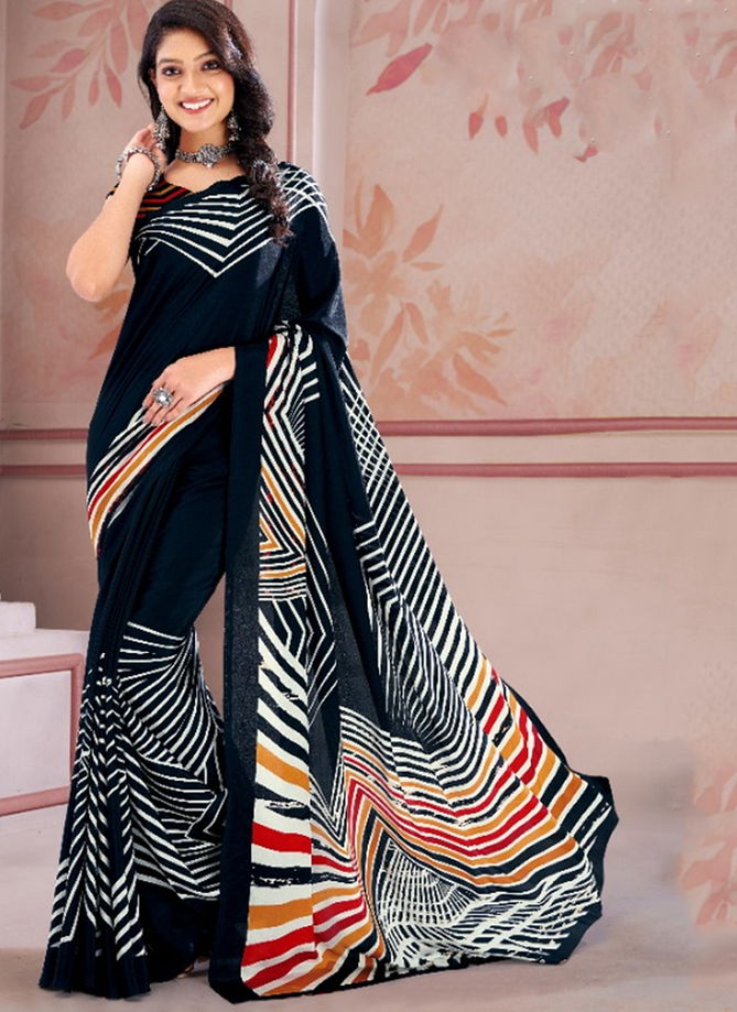 Black Uniqueness By Sushma Printed Sarees Catalog 705 B