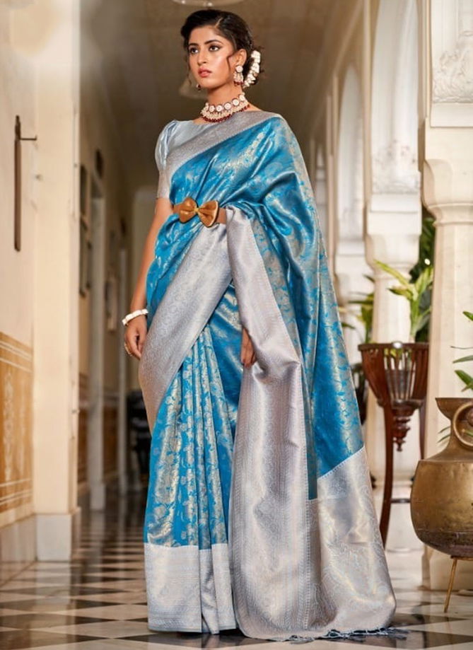 Blue And Gray Samiksha The Fabrica Function Wear Wholesale Designer Sarees Catalog 8008